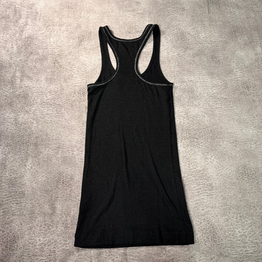 Black Ribbed Fitted Racerback Tank Top - Picture 3 of 4